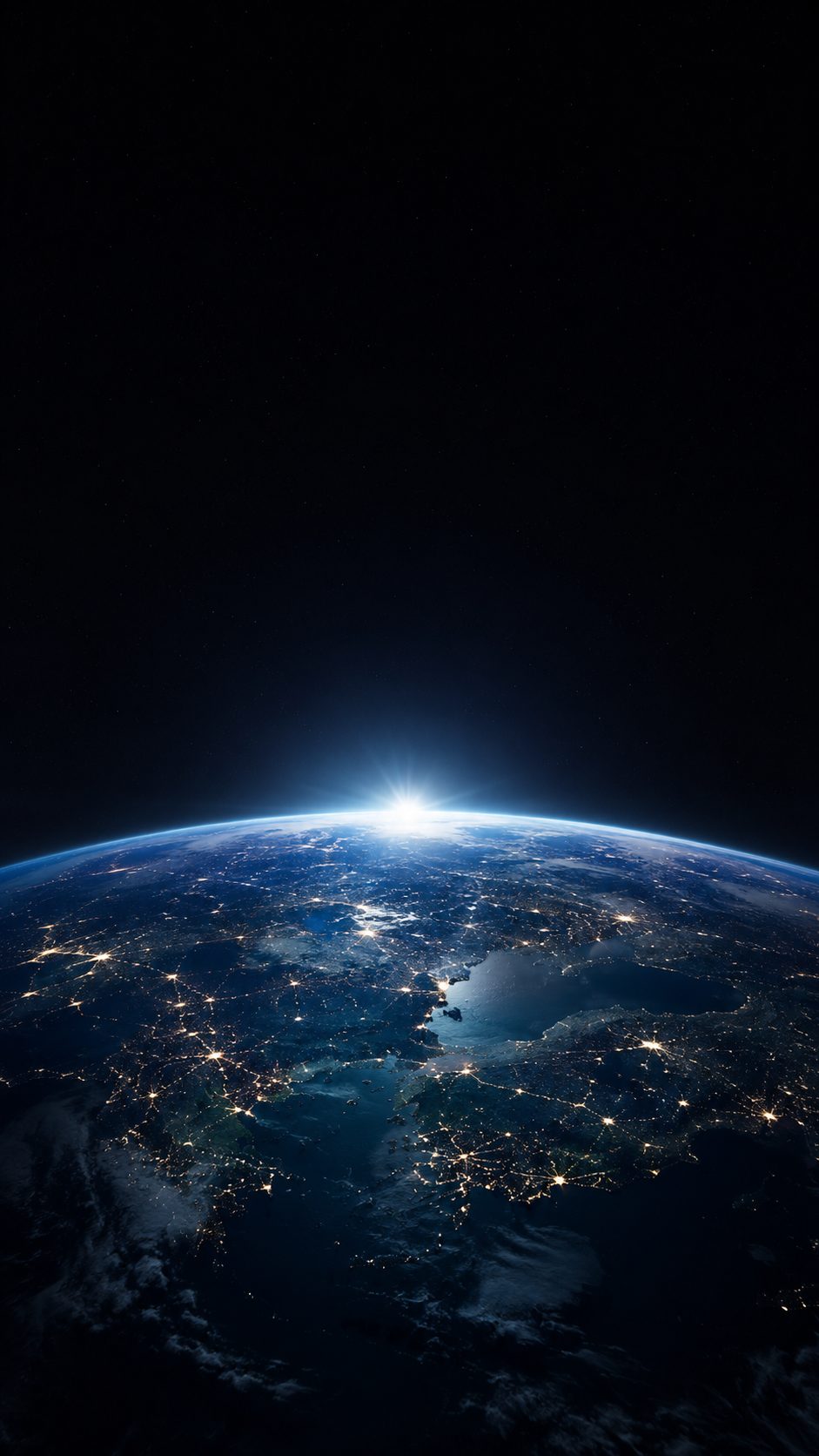 Sunrise over Earth seen from space