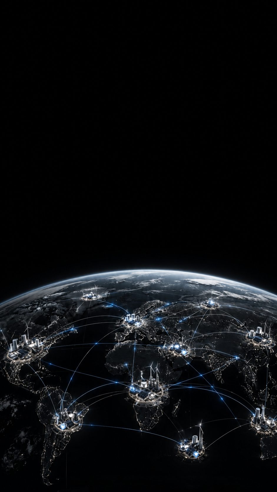 Global network map connecting cities worldwide